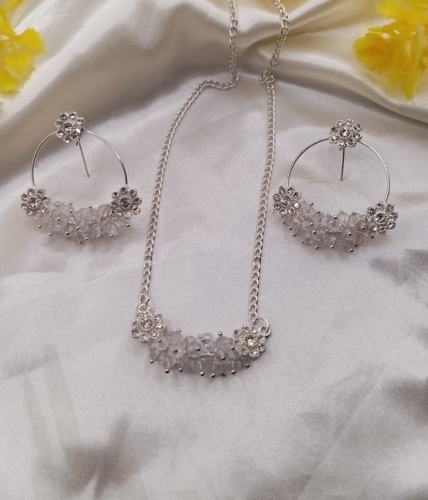 ๐ธ Floral Pearl & Crystal Jewelry Set โ Elegant Festive Charm ๐ธ