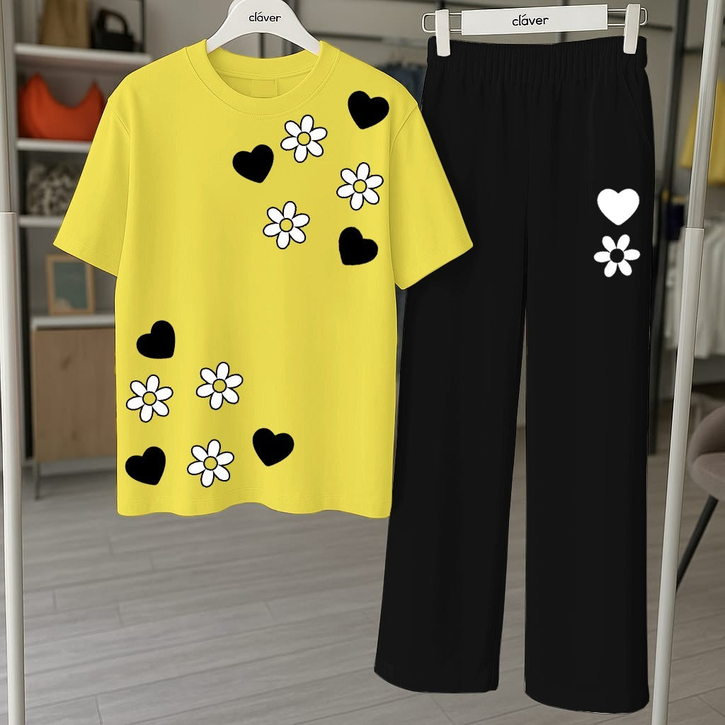 Floral & Heart Printed Loungewear