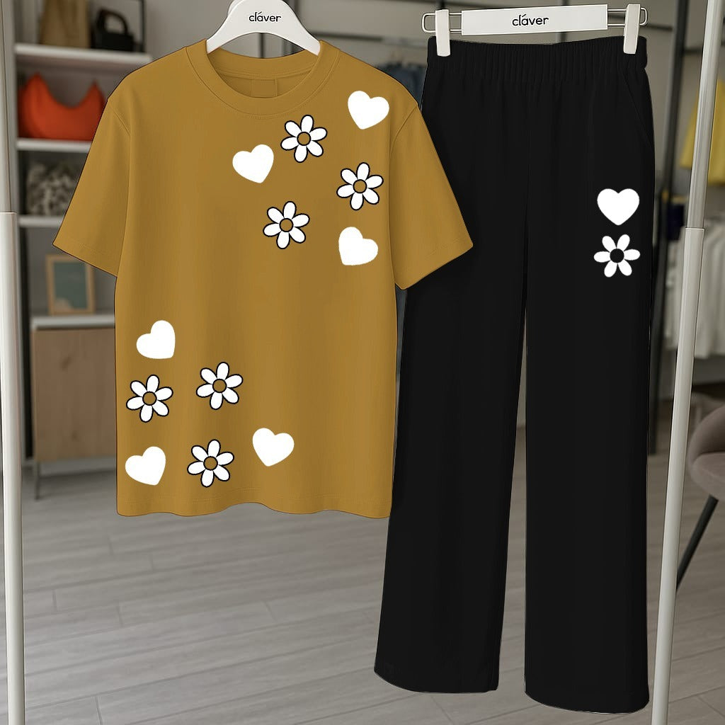 Floral & Heart Printed Loungewear