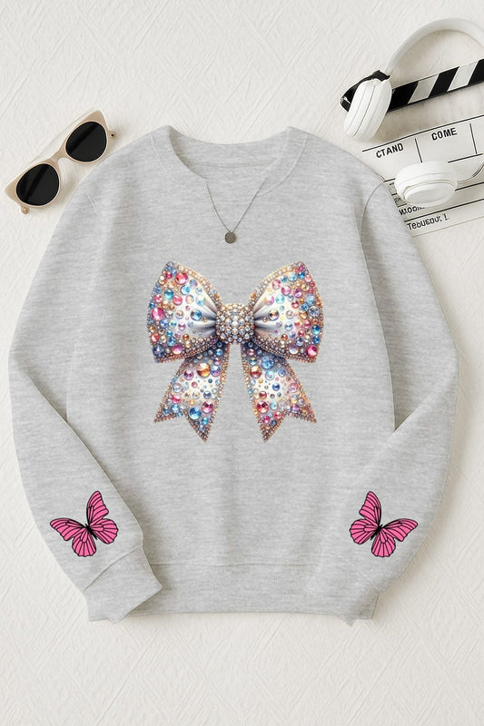 Bow Printed Sweat-T-Shirt