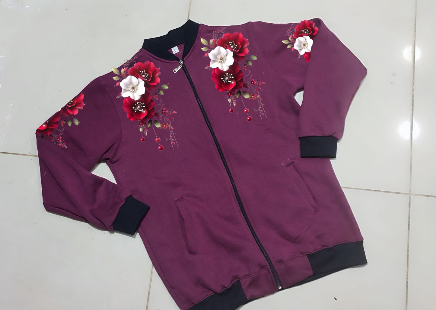 Floral Printed Bomber Jacket