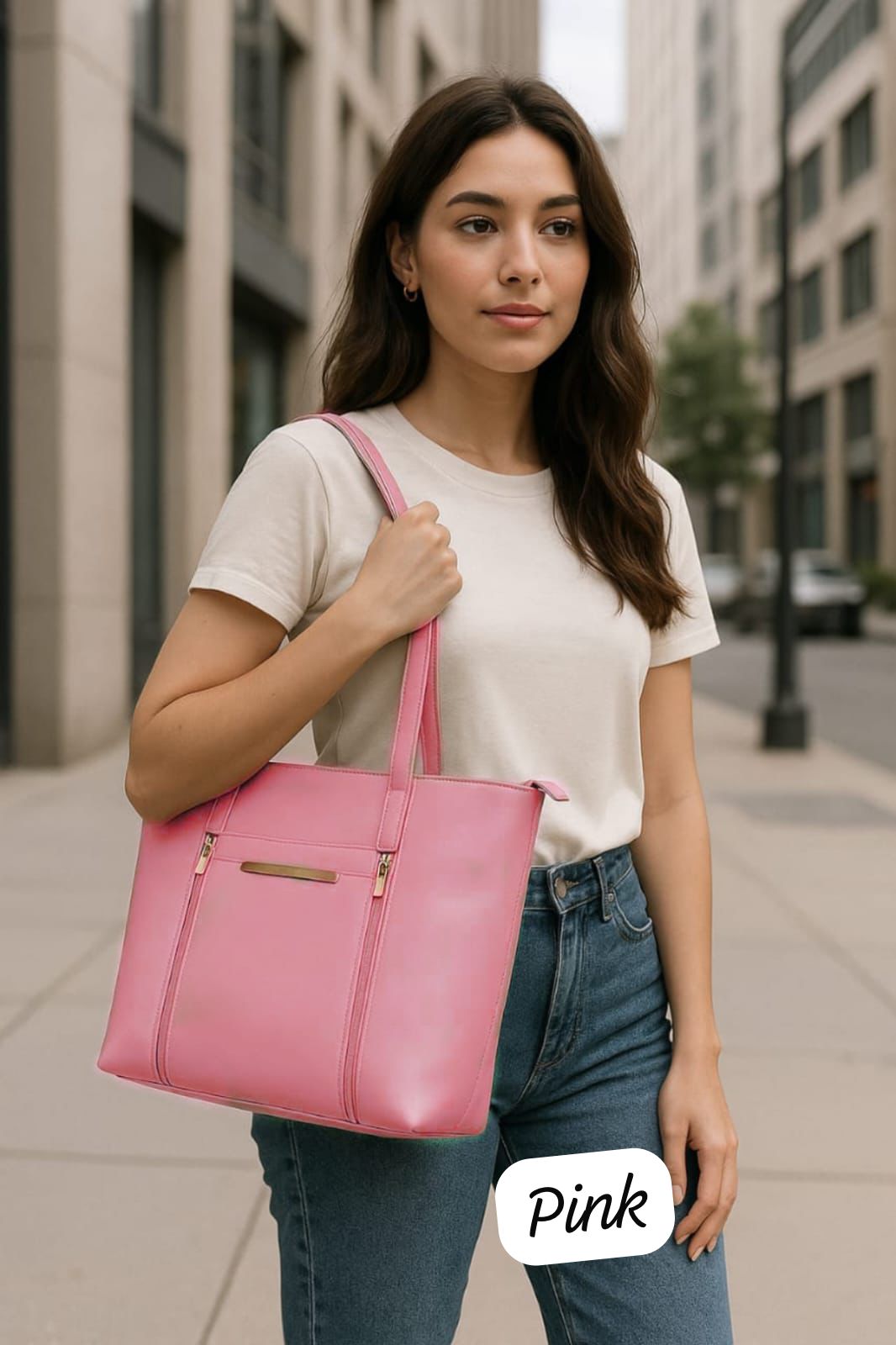 Dual Zips. Gold Grace. Perfectly Structured  Large Size Shoulder Bag