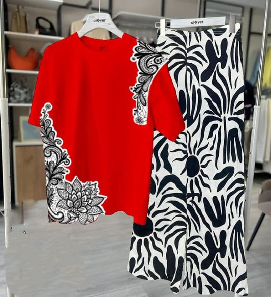 Floral Loungewear With Printed Flapper