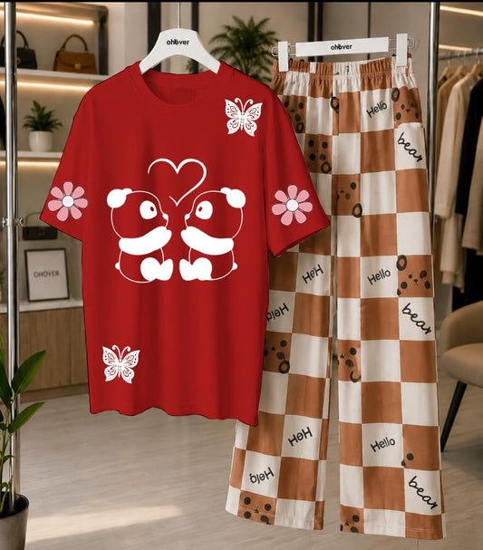 Cute Panda Printed Loungewear Set