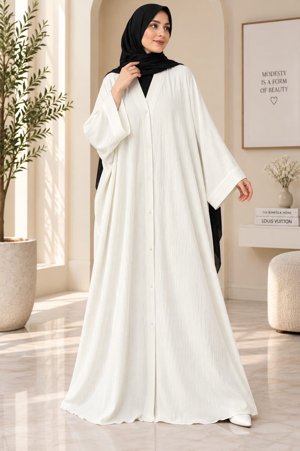 PLain Front Open Abaya