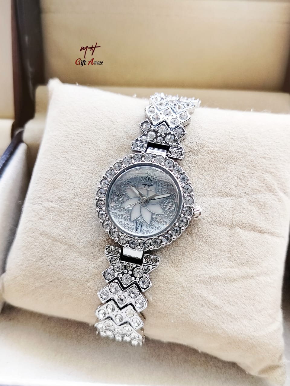 Stone Floral Jewellery Watch