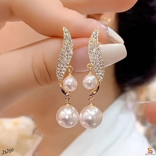 💎Beautiful Gold Plated Korean Zircon Earrings_*