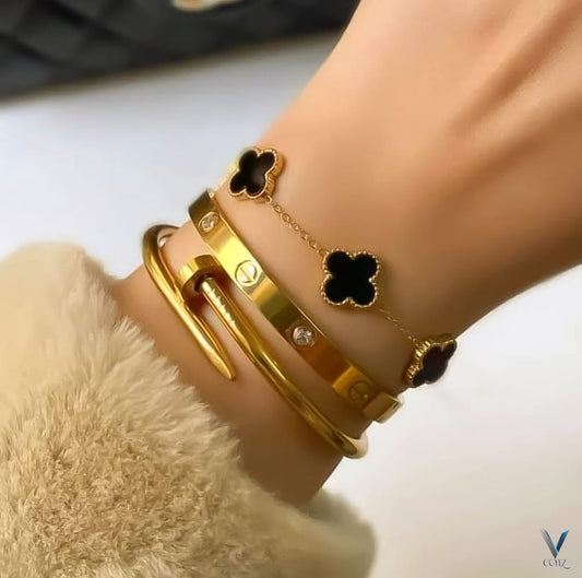 Stylish Floral Gold-Toned Bracelet