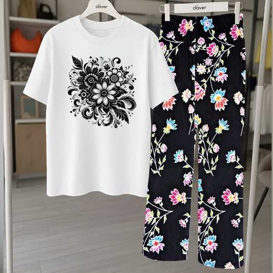 Floral Loungewear with DTF Printed Flapper