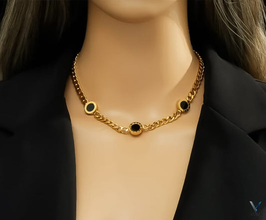 ✨ Elegant Black &; Gold Jewelry Set