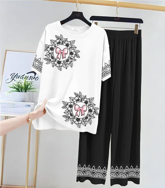 Floral & Ribbon Printed Loungewear