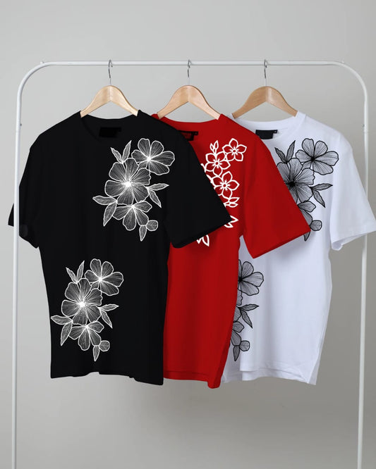 Floral Printed( Pack of 3 T-Shirt)