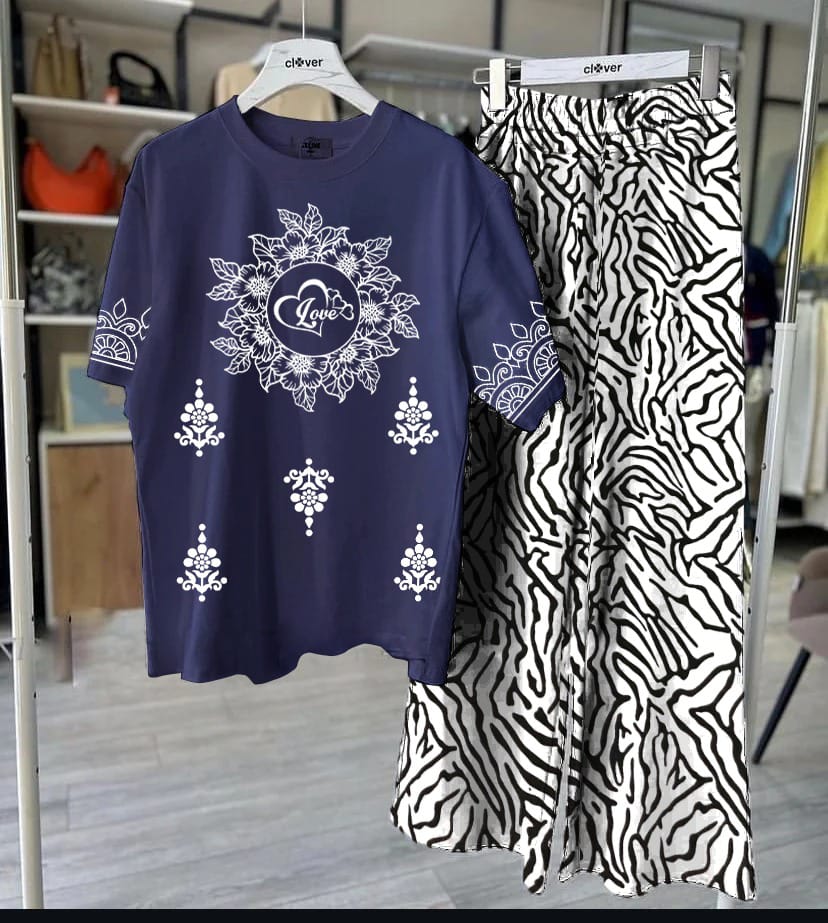 Floral Motive Printed Loungewear