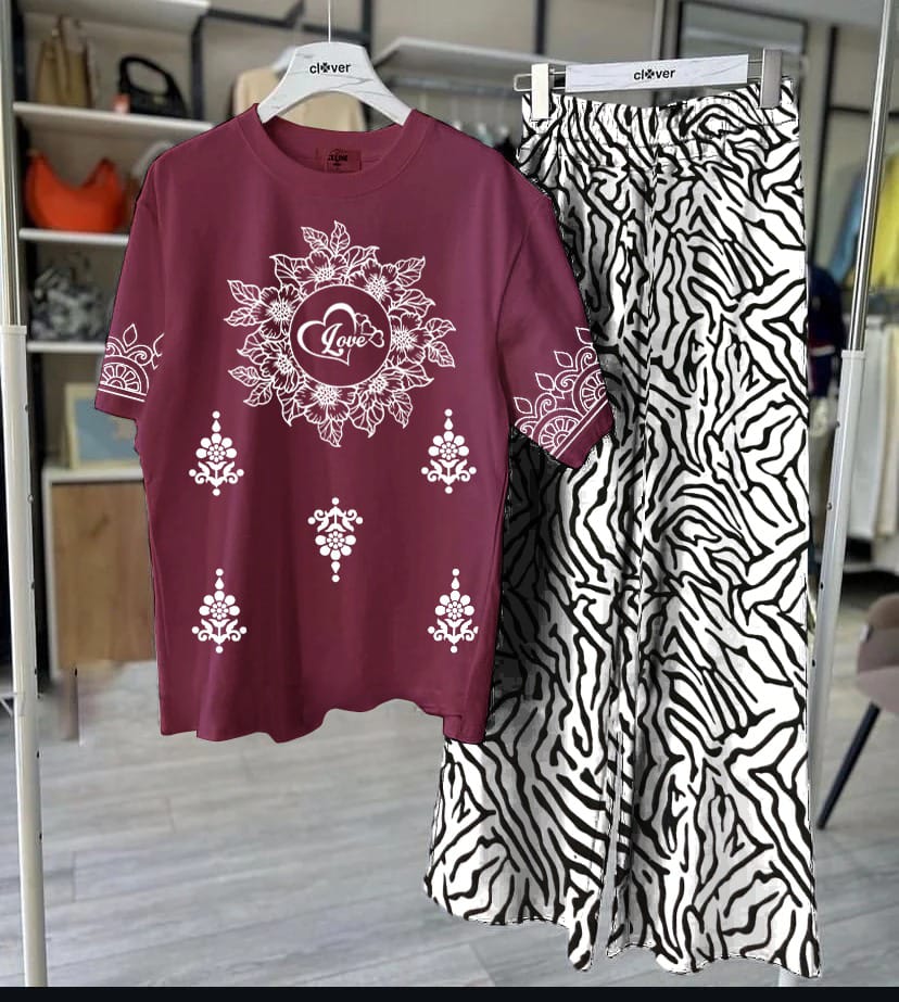 Floral Motive Printed Loungewear