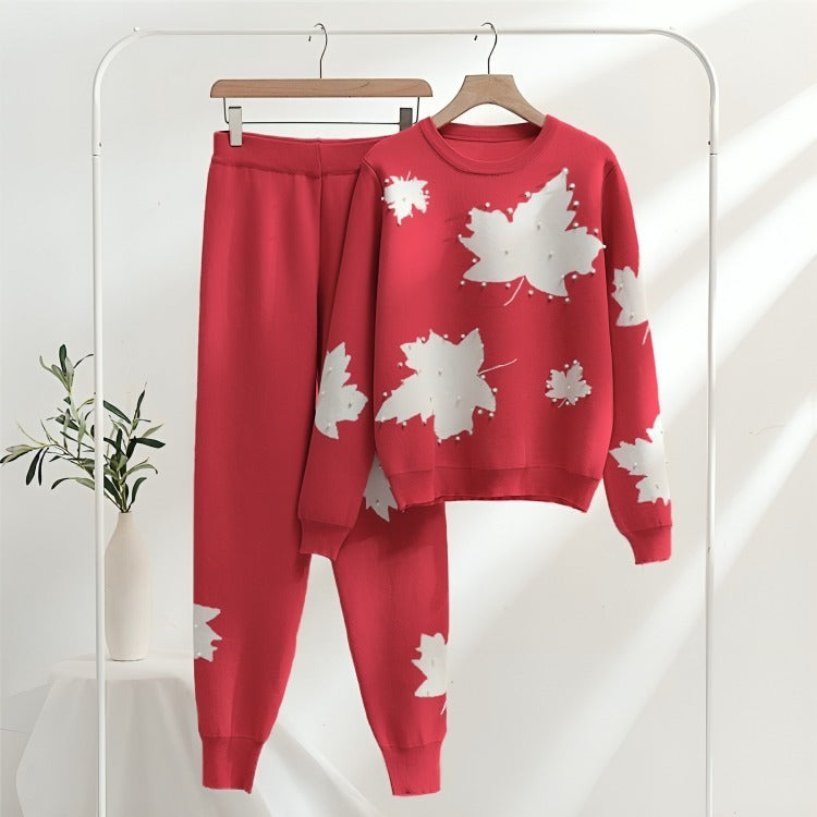 Maple Leaf Printed Loungewear Set