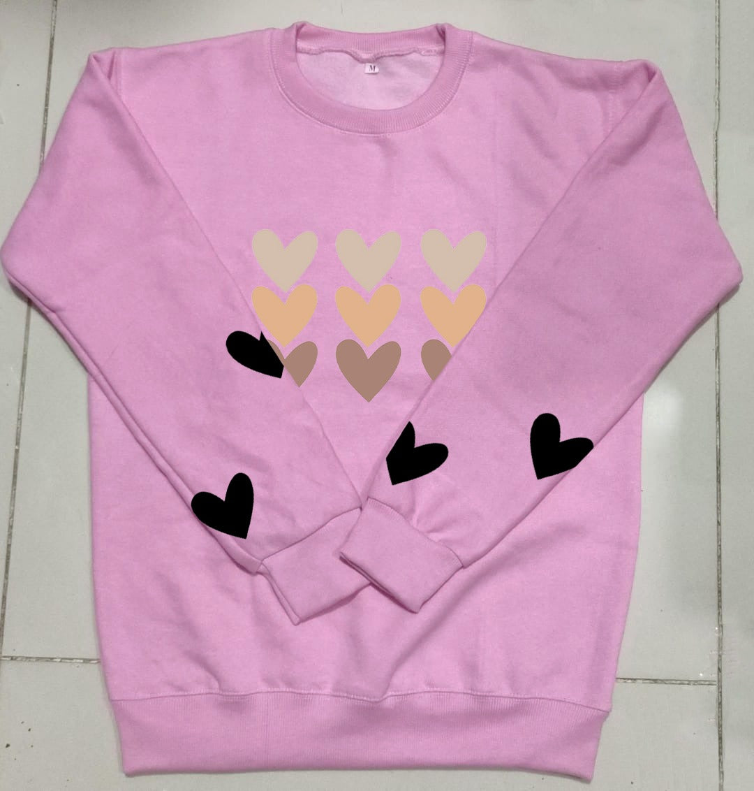 Heart Printed Motifs Sweatshirt