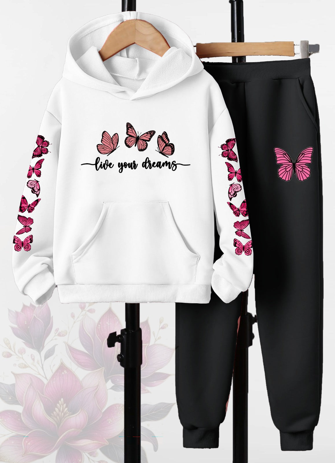 Butterfly Printed Hoodies +Jogger Set