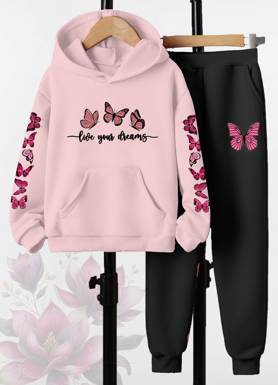 Butterfly Printed Hoodies +Jogger Set