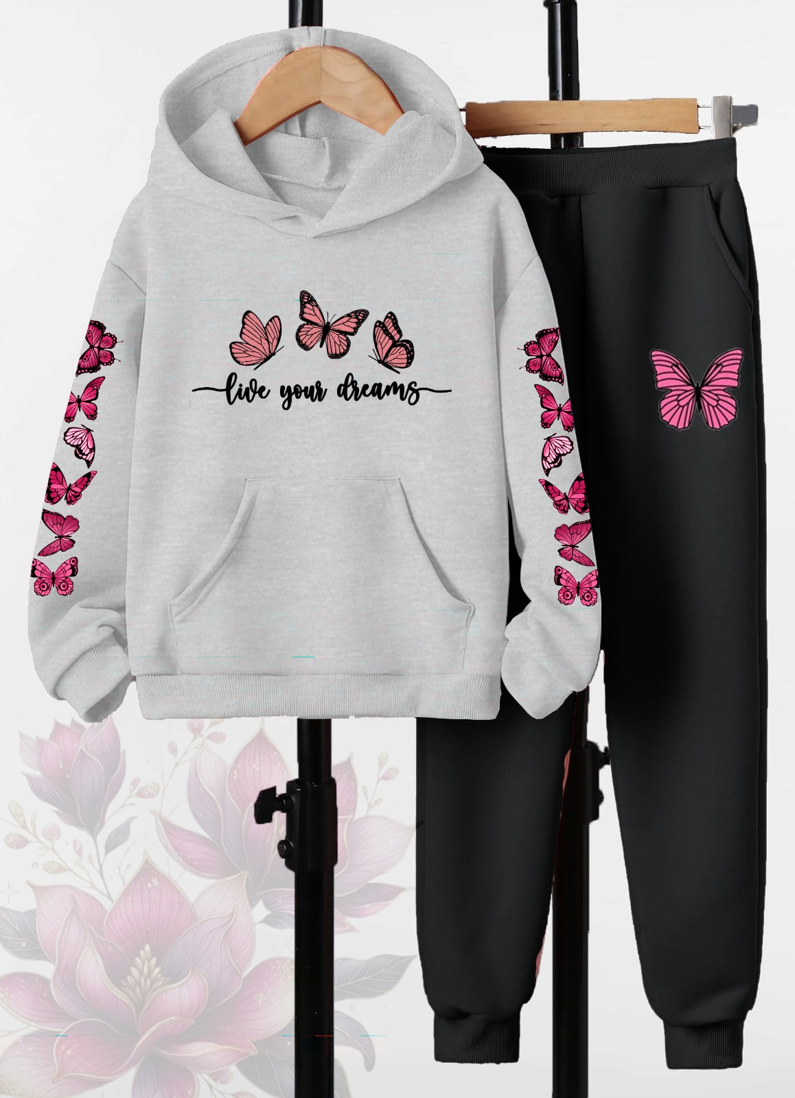 Butterfly Printed Hoodies +Jogger Set