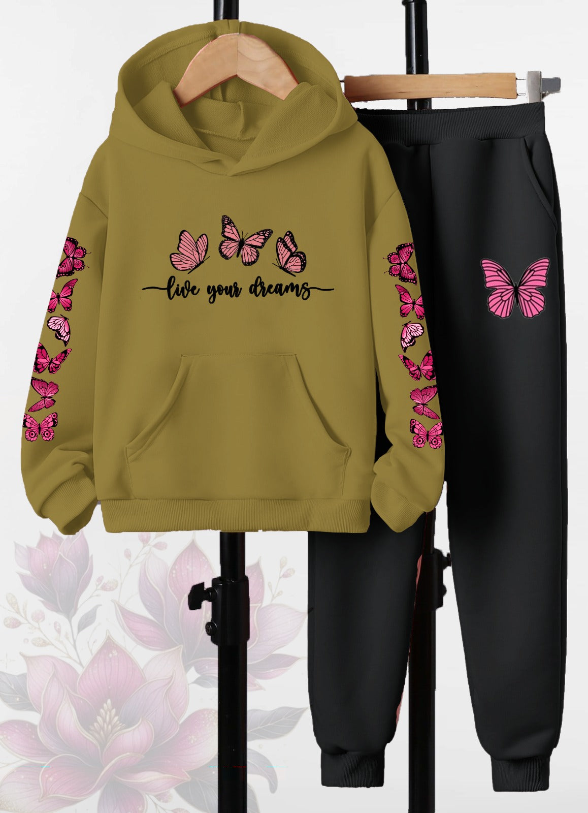 Butterfly Printed Hoodies +Jogger Set