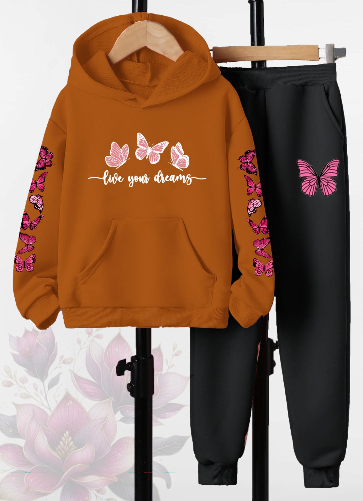 Butterfly Printed Hoodies +Jogger Set