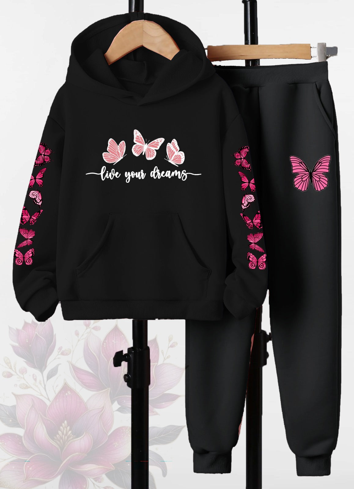 Butterfly Printed Hoodies +Jogger Set
