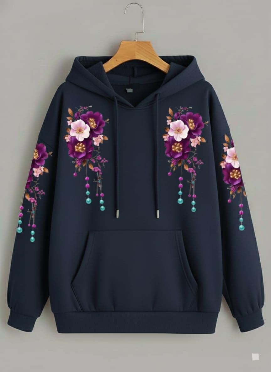 Floral DTF Print Hoodie