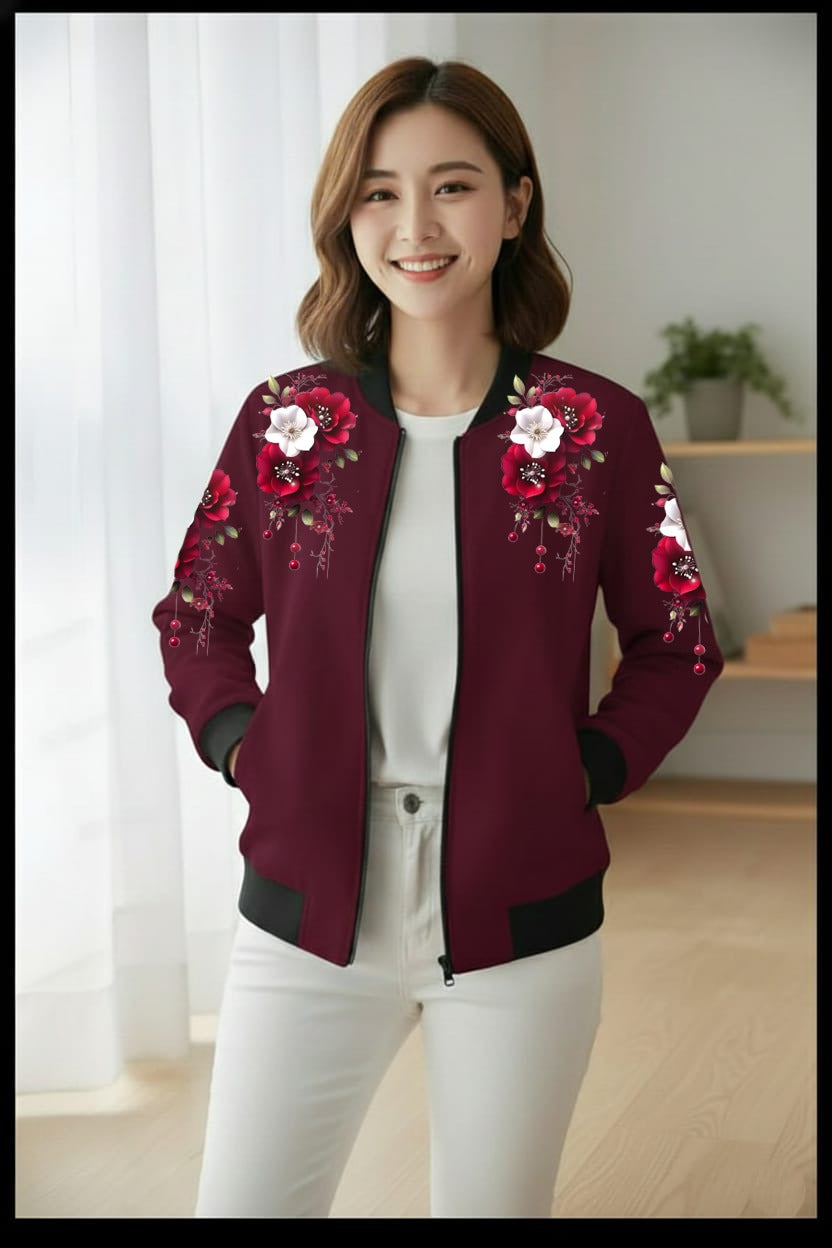 Floral Printed Bomber Jacket
