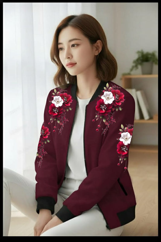 Floral Printed Bomber Jacket