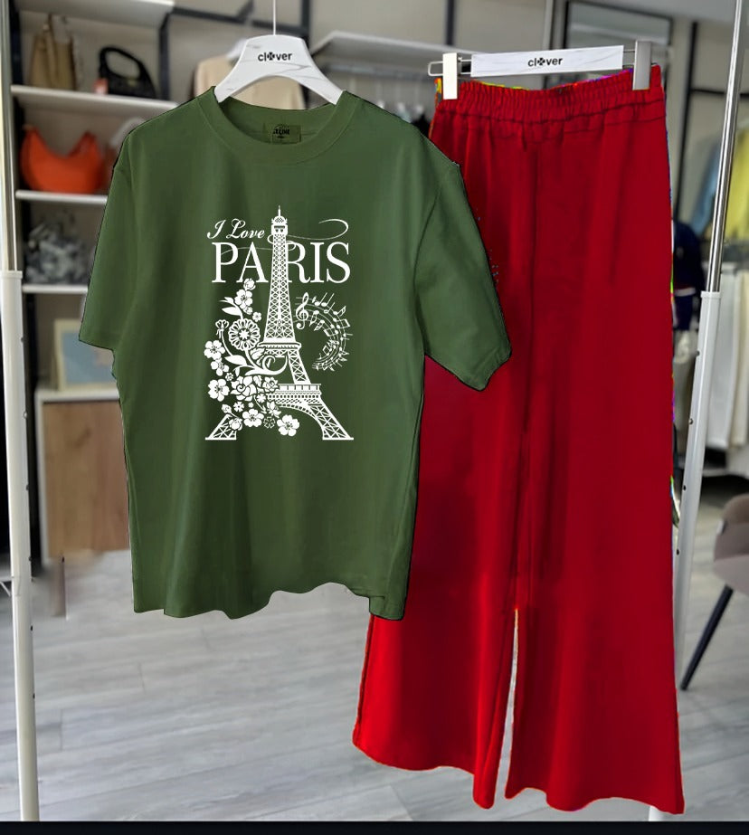Paris Prints Night Suit With Flapper