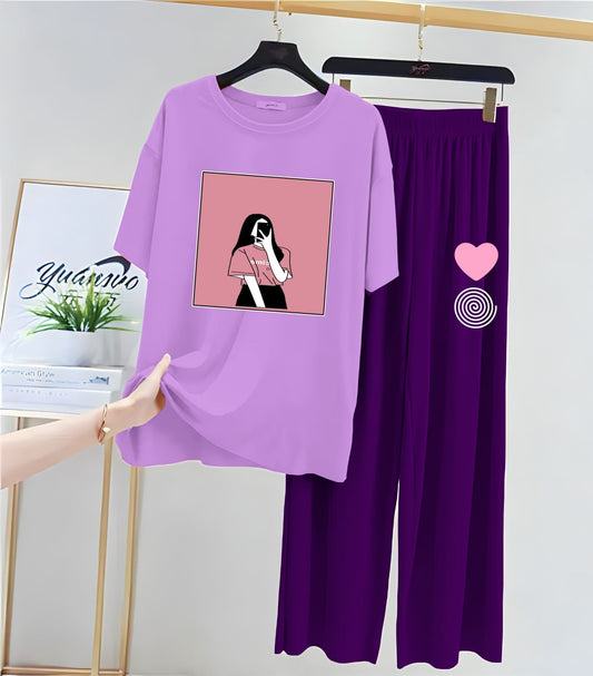 Selfie Girl Prints Night Suit With Flapper