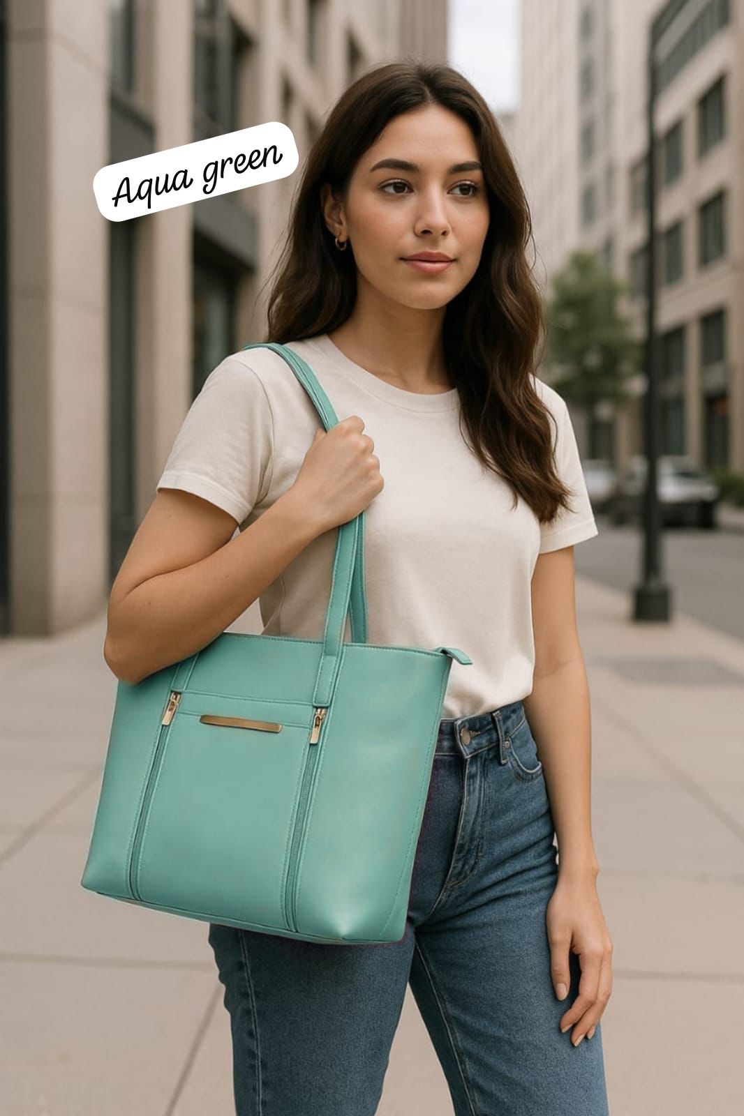 Dual Zips. Gold Grace. Perfectly Structured  Large Size Shoulder Bag