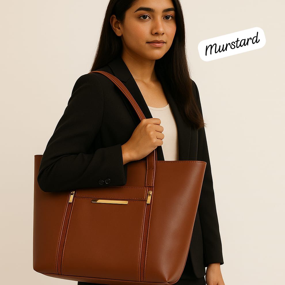 Dual Zips. Gold Grace. Perfectly Structured  Large Size Shoulder Bag