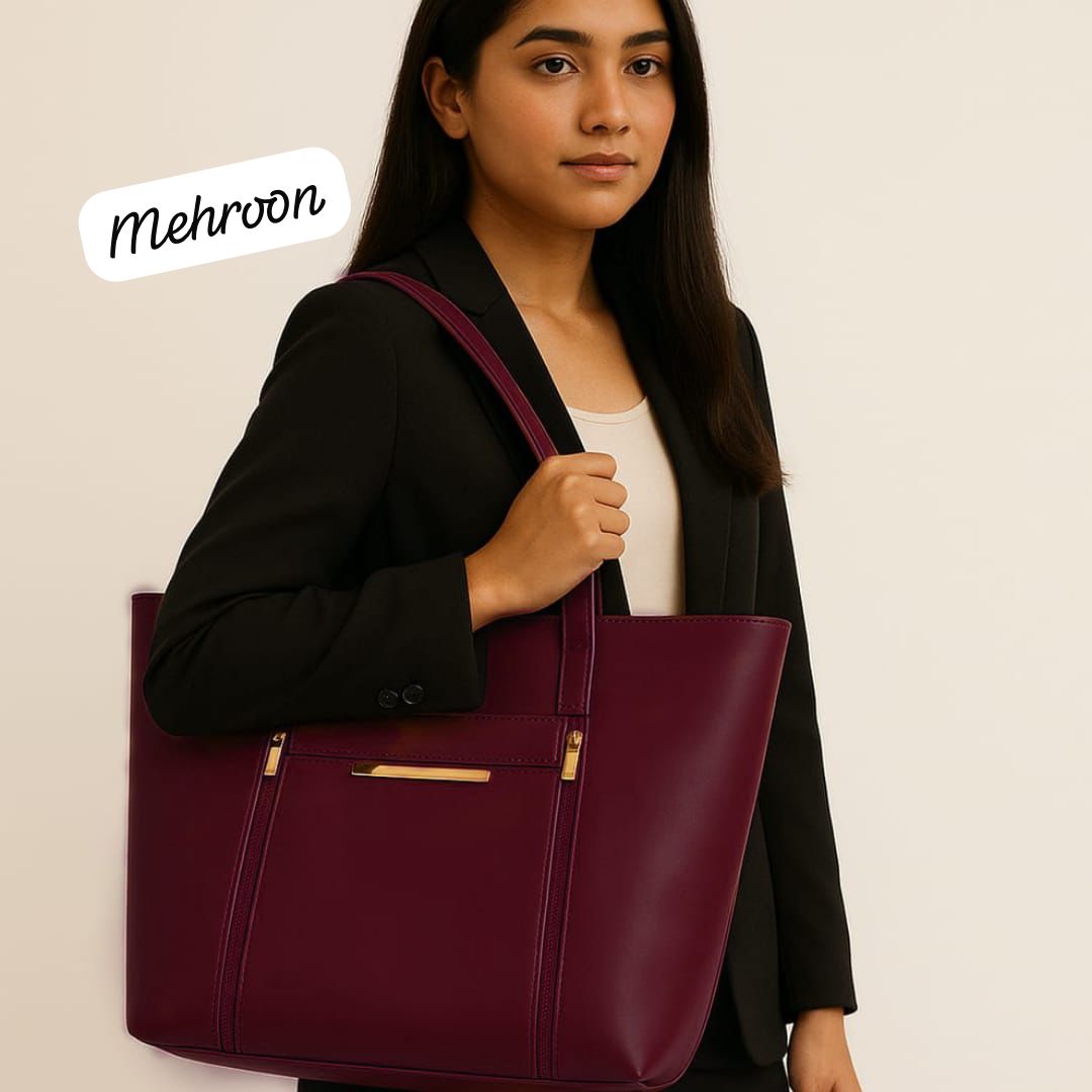 Dual Zips. Gold Grace. Perfectly Structured  Large Size Shoulder Bag