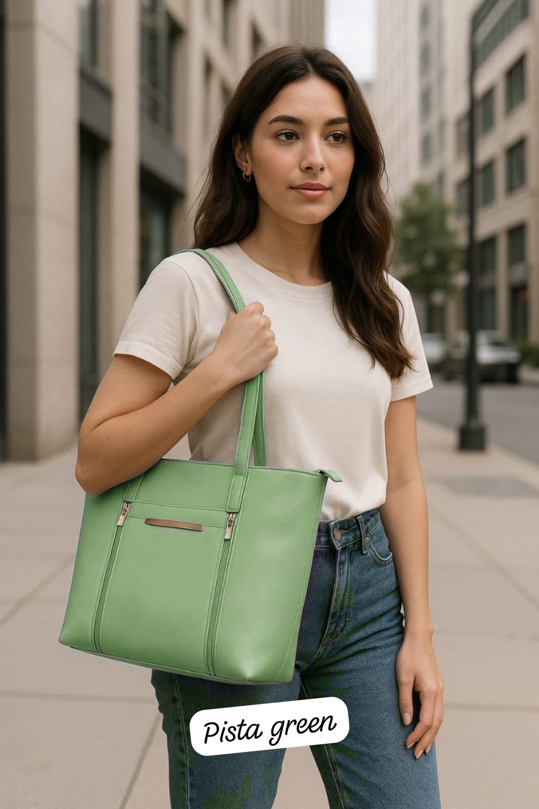 Dual Zips. Gold Grace. Perfectly Structured  Large Size Shoulder Bag
