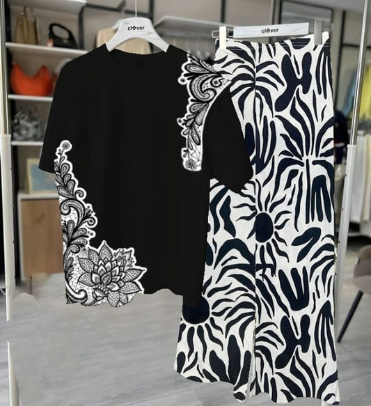 Floral Loungewear With Printed Flapper