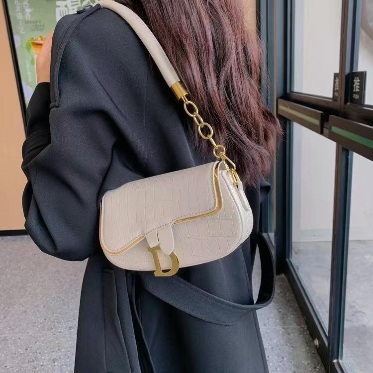 Structured Croc-Embossed Shoulder Bag