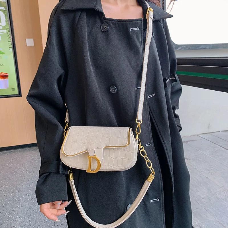 Structured Croc-Embossed Shoulder Bag