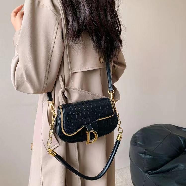 Structured Croc-Embossed Shoulder Bag