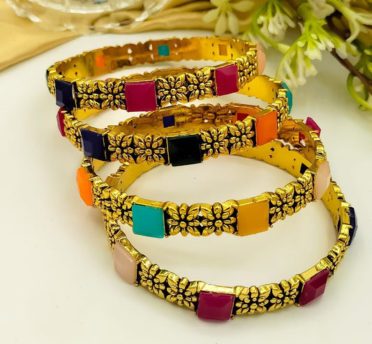 Floral Charm Bracelet with Multicolor Accents 💫
