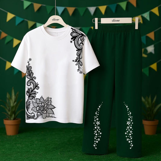 Pakistan Flag Color Floral Printed Loungewear