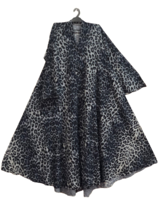 Leopard Print Open Front Abaya