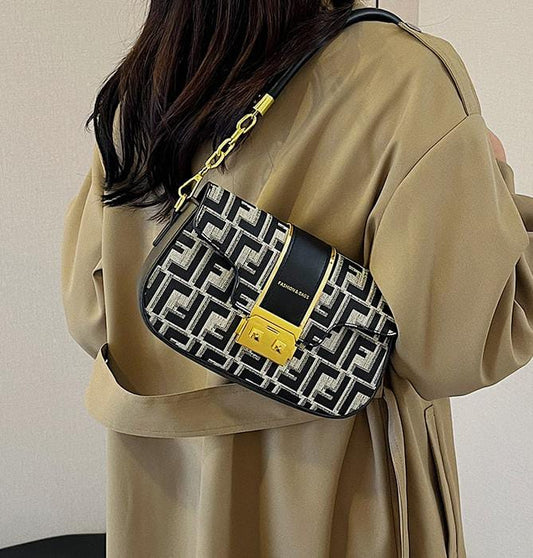 Printed Check Crossbody  Bag