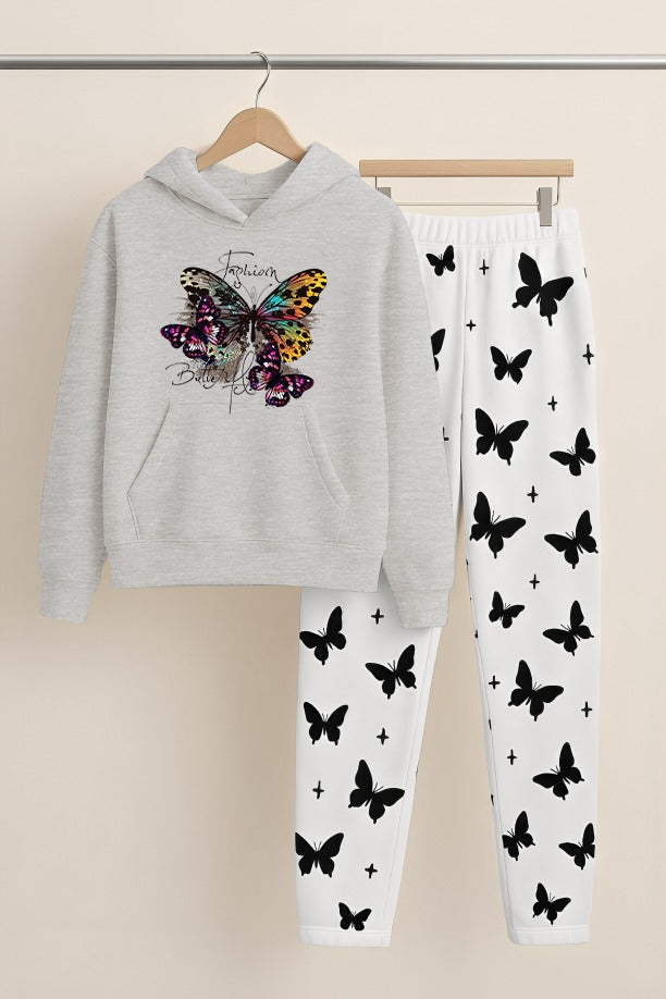 Butterfly Printed Hoodies+Trouser