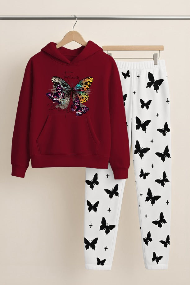 Butterfly Printed Hoodies+Trouser