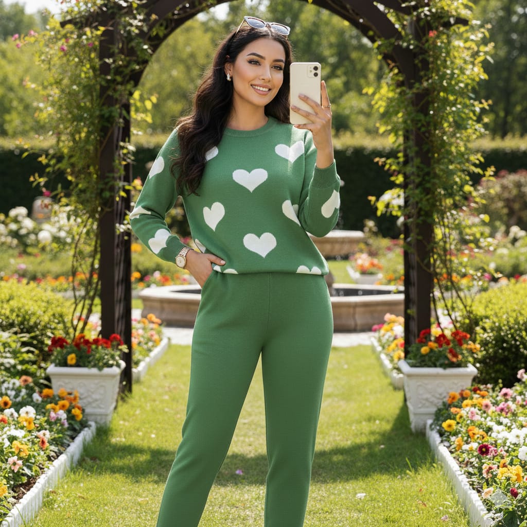 ❤️ Heart Printed Two-Piece Co-Ord Set – Stylish & Comfy