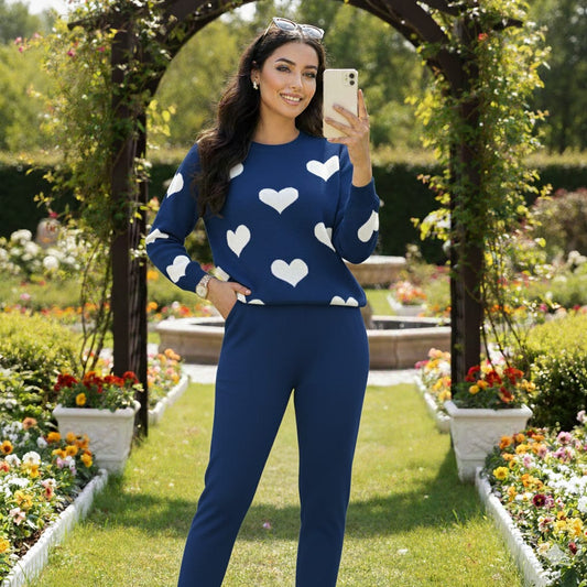 ❤️ Heart Printed Two-Piece Co-Ord Set – Stylish & Comfy