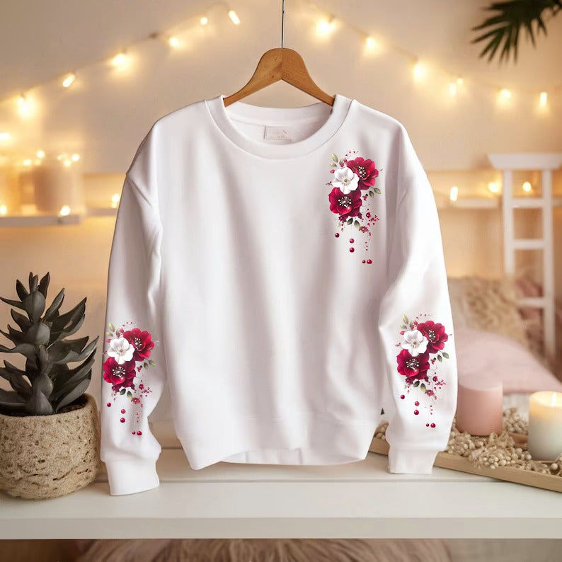Red Rose Printed Sweatshirt