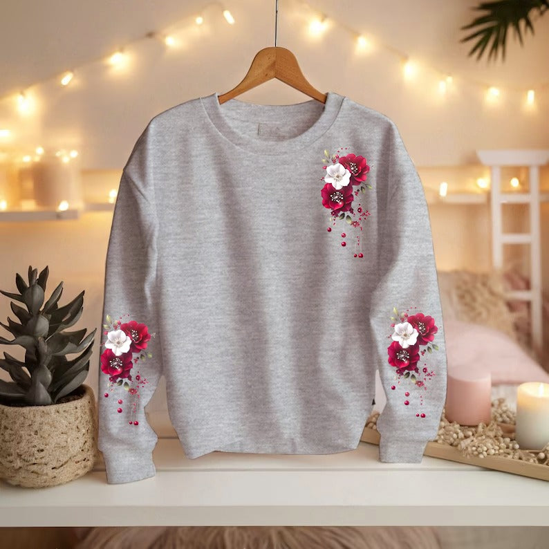 Red Rose Printed Sweatshirt