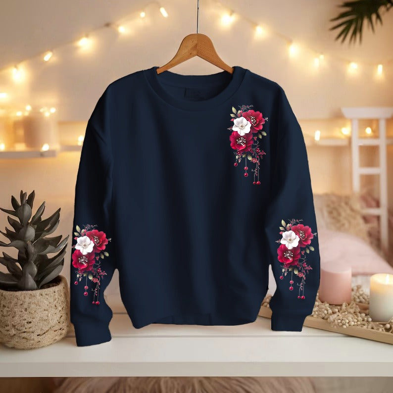 Red Rose Printed Sweatshirt
